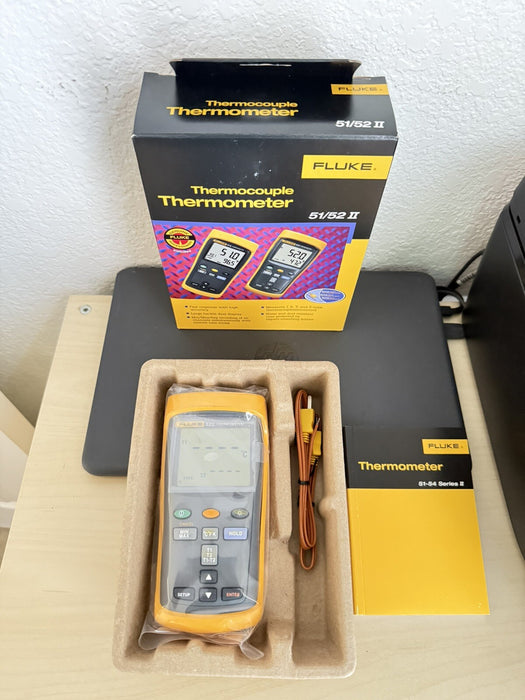 FLUKE 52-II 60HZ DUAL DIGITAL THERMOCOUPLE THERMOMETER /NEW SEALED/FREE SHIPPING