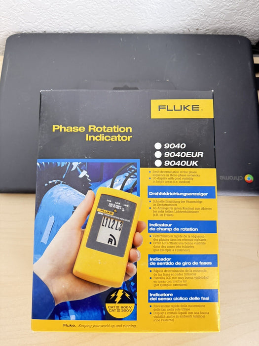FLUKE 9040 3 PHASE ROTATION INDICATOR TESTER W / ACCESSORIES/FREE SHIPPING NEW
