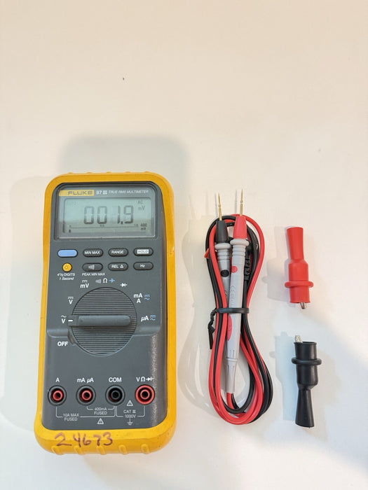 FLUKE 87 III TRUE RMS MULTIMETER W/LEADS & CLIPS - SHIPS FAST (CALIBRATED 2027)