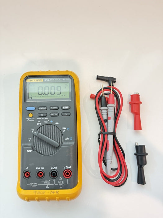 FLUKE 87 III TRUE RMS MULTIMETER W/LEADS & CLIPS - SHIPS FAST