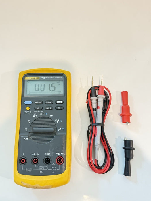 FLUKE 87 III TRUE RMS MULTIMETER W/LEADS & CLIPS - SHIPS FAST