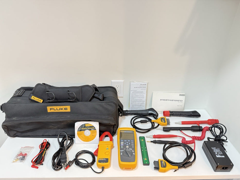 FLUKE BT521 BATTERY ANALYZER W/ ACCESSORIES - FREE SHIPPING (TESTED)