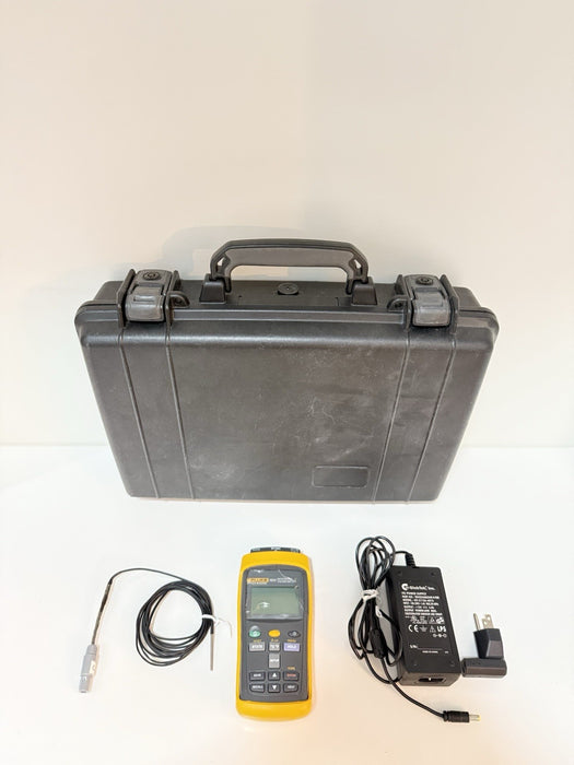 FLUKE 1523 REFERENCE THERMOMETER W/ PROBE & CASE (CALIBRATED 2023) TESTED
