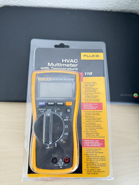 FLUKE 116 HVAC MULTIMETER W/ TEMPERATURE- FREE SHIPPING (NEW SEALED)
