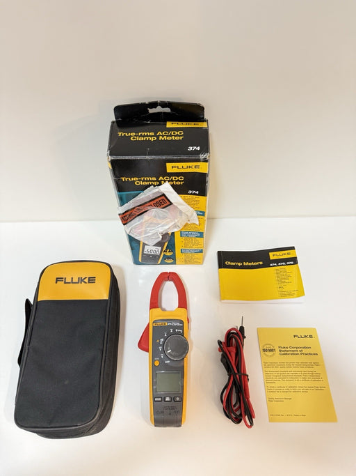 FLUKE 374 TRMS CLAMP METER W/LEADS (TESTED) SHIPS FAST