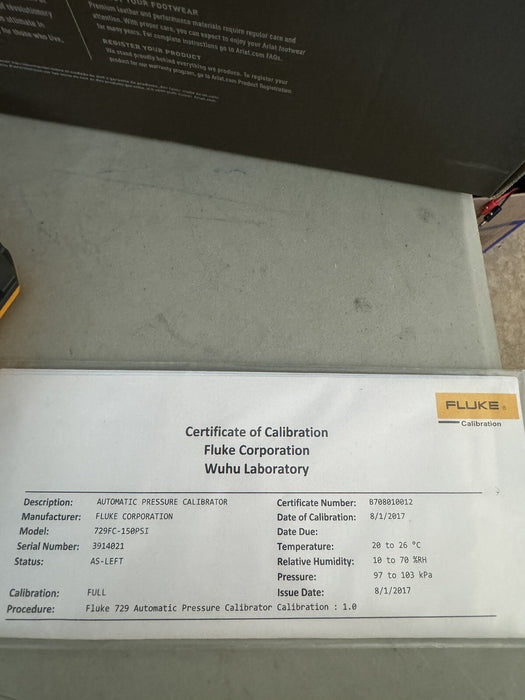Fluke FLK-729 150G FC Portable Automatic Pressure Calibrator / FREE SHIPPING