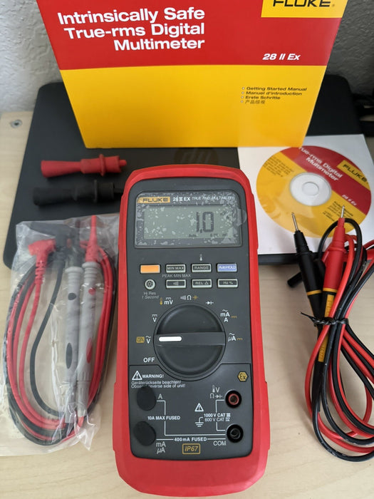 FLUKE 28 II EX TRUE RMS MULTIMETER W / LEADS & BAG - FREE SHIPPING (TESTED)