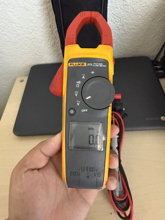 FLUKE 373 TRUE RMS 600V AC/DC CLAMP METER W / LEADS - SHIPS FAST