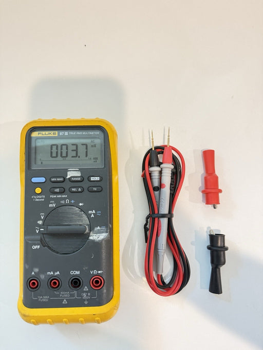 FLUKE 87 III TRUE RMS MULTIMETER W/LEADS & CLIPS - SHIPS FAST
