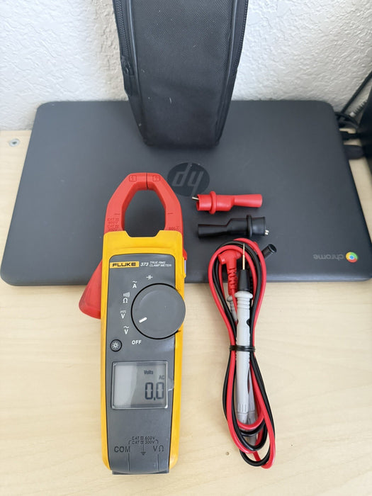 FLUKE 373 TRUE RMS 600V AC/DC CLAMP METER W / LEADS - SHIPS FAST