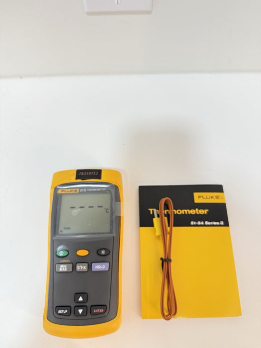 FLUKE 51 II SINGLE INPUT THERMOMETER W/ PROBE & MANUAL (TESTED) - SHIPS FAST