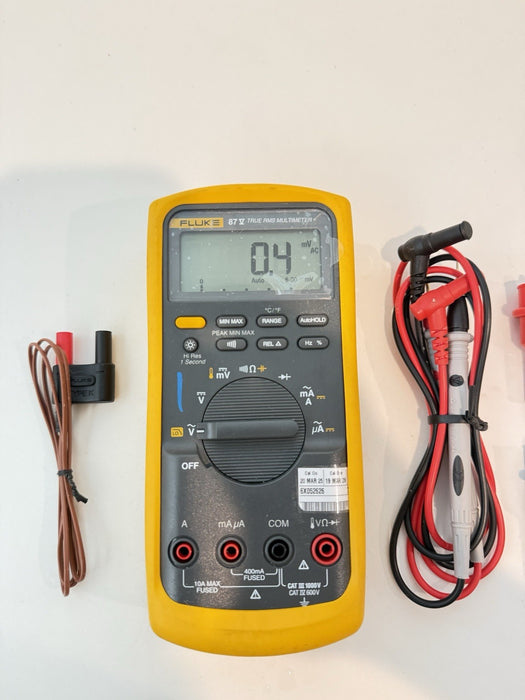 FLUKE 87V TRUE RMS MULTIMETER W/ LEADS - SHIPS FAST (CALIBRATED 2028)
