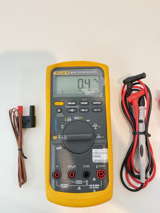 FLUKE 87V TRUE RMS MULTIMETER W/ LEADS - SHIPS FAST (CALIBRATED 2028)