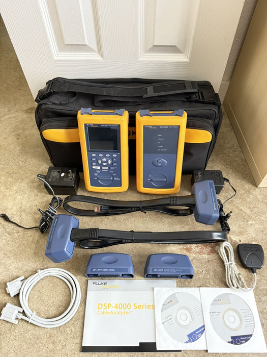FLUKE NETWORKS DSP4300 DSP-4300 CABLE ANALYZER KIT W/ ACCESSORIES (TESTED)