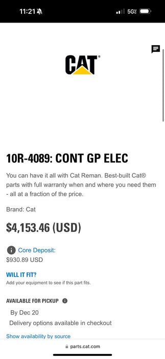 CAT 10R-4089 CONTROL GP (NEW)