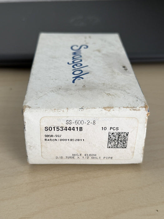 1- Swagelok Stainless Steel Elbow Fitting, 3/8" Tube x 1/2" Male NPT, SS-600-2-8