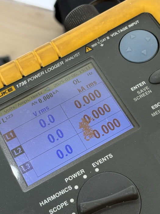 FLUKE 1735 POWER LOGGER W/ PROBES & CASE & CHARGER - FREE SHIPPING (SEE PICS)