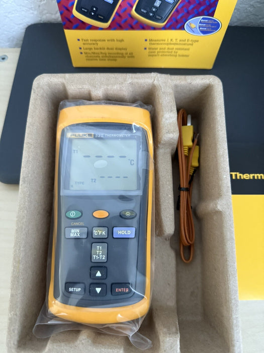 FLUKE 52-II 60HZ DUAL DIGITAL THERMOCOUPLE THERMOMETER /NEW SEALED/FREE SHIPPING