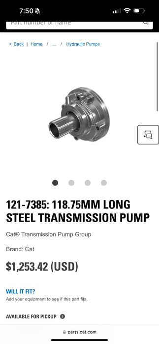 CAT 121-7385 / 118.75MM LONG STEEL TRANSMISSION PUMP (NEW)