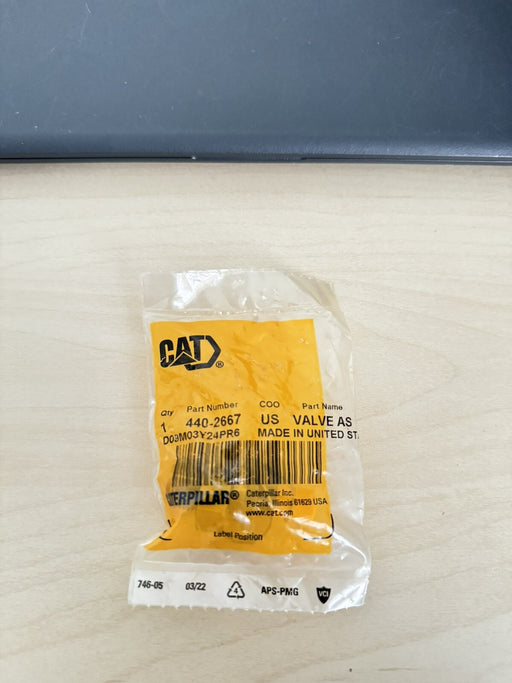 CAT 440-2667 SUSPENSION CYLINDERCHARGING VALVE (NEW SEALED GENUINE PART)