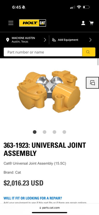 CAT 363-1923 UNIVERSAL JOINT ASSEMBLY / NEW SEALED - FREE SHIPPING