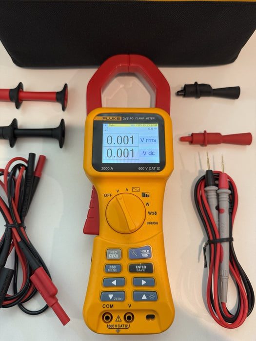 FLUKE 345 POWER QUALITY CLAMP METER W/LEADS & ACCESSORIES (TESTED) SHIPS FAST
