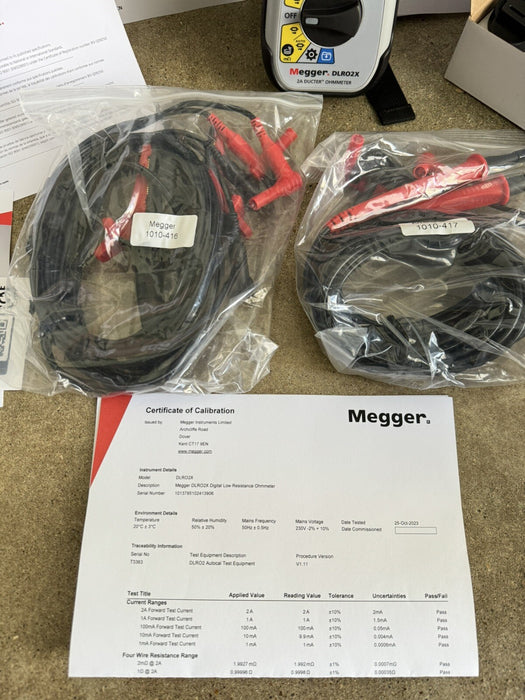 Megger DLRO2X Ducter Low Resistance Ohmmeter & Data Storage / FACTORY NEW