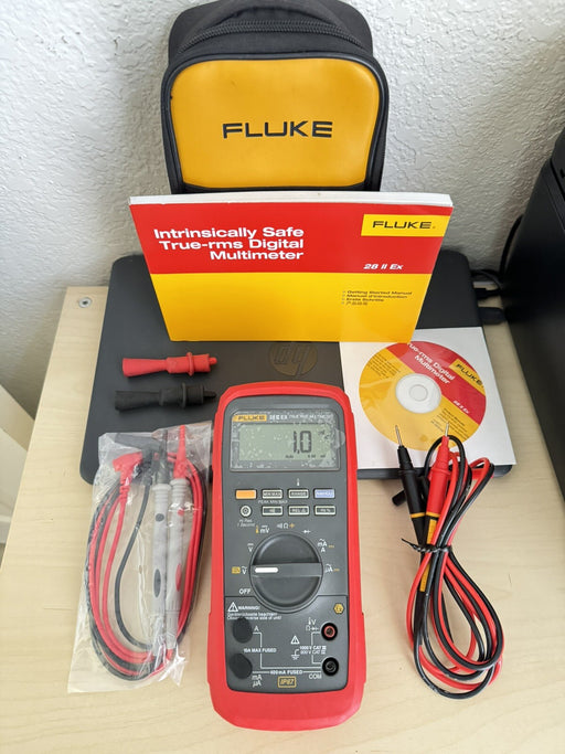 FLUKE 28 II EX TRUE RMS MULTIMETER W / LEADS & BAG - FREE SHIPPING (TESTED)
