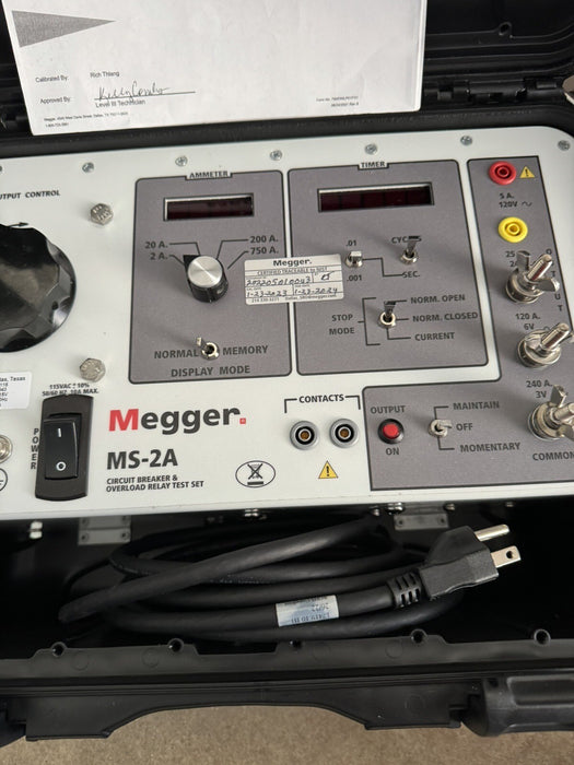 Megger MS-2A-CIRCUIT BREAKER & OVERCURRENT RELAY TEST SET (CALIBRATED 2023-2024)
