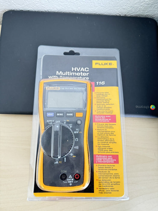 FLUKE 116 HVAC MULTIMETER W/ TEMPERATURE- FREE SHIPPING (NEW SEALED)