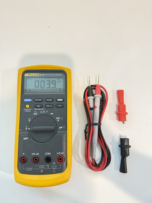 FLUKE 87 III TRUE RMS MULTIMETER W/LEADS & CLIPS - SHIPS FAST