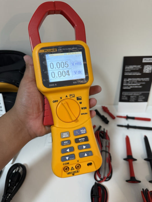 FLUKE 345 POWER QUALITY CLAMP METER W/LEADS & ACCESSORIES (TESTED)NEW SHIPS FREE