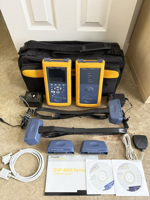 FLUKE NETWORKS DSP4300 DSP-4300 CABLE ANALYZER KIT W/ ACCESSORIES (TESTED)