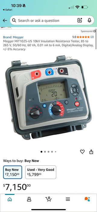 MEGGER MIT1025 10KV INSULATION RESISTANCE TESTER (NEW FACTORY SEALED) SHIPS FREE