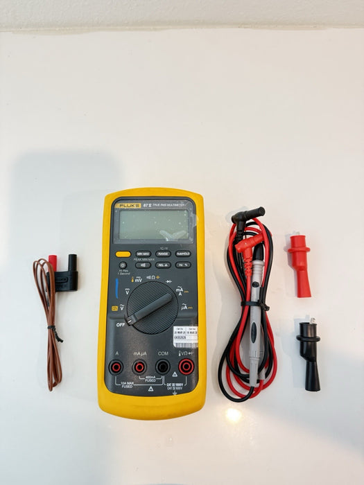 FLUKE 87V TRUE RMS MULTIMETER W/ LEADS - SHIPS FAST (CALIBRATED 2028)