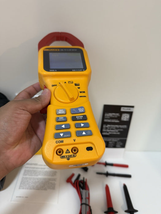 FLUKE 345 POWER QUALITY CLAMP METER W/LEADS & ACCESSORIES (TESTED) SHIPS FREE