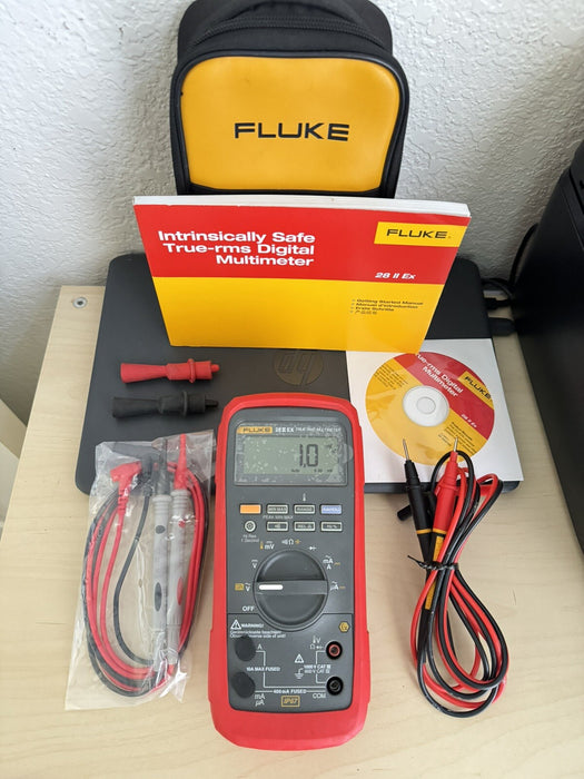 FLUKE 28 II EX TRUE RMS MULTIMETER W / LEADS & BAG - FREE SHIPPING (TESTED)