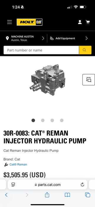 CAT 30R-0083 INJECTOR HYDRAULIC PUMP (NEW SEALED) GENUINE OEM (SHIPS FAST)