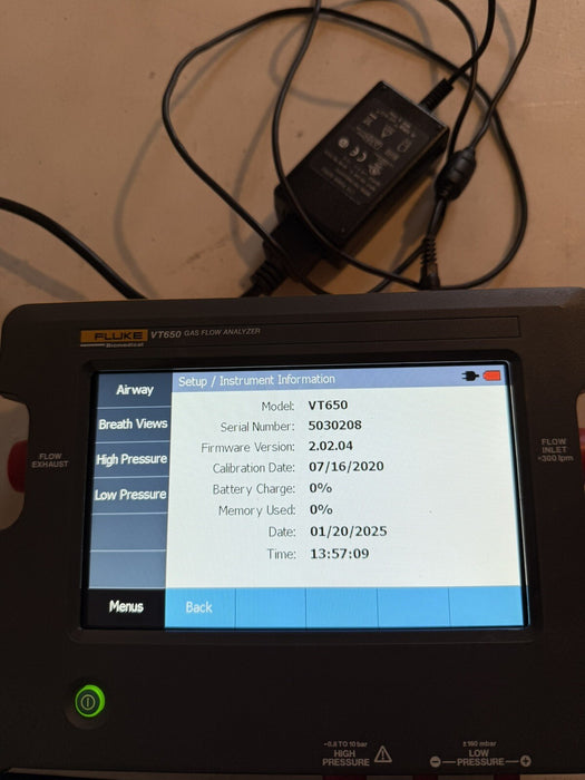 FLUKE VT650 GAS FLOW ANALYZER W/ CHARGER & BAG - & FREE SHIPPING