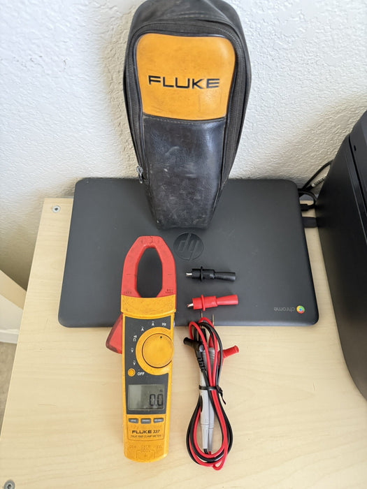 FLUKE 337 TRUE RMS AC/DC CLAMP METER W /LEADS & BAG - FREE SHIPPING