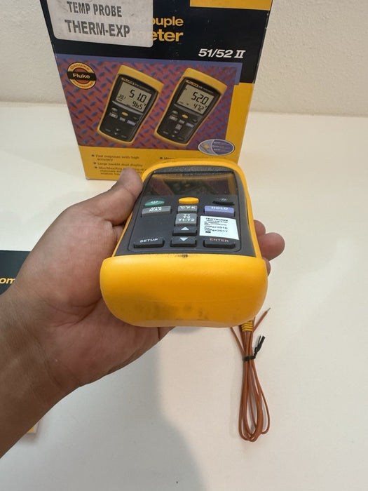 FLUKE 52-II 60HZ DUAL DIGITAL THERMOCOUPLE THERMOMETER - SHIPS FAST