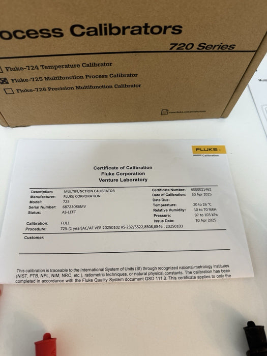 FLUKE 725 MULTIFUNCTION PROCESS CALIBRATOR (NEW FACTORY SEALED) CALIBRATED 2025