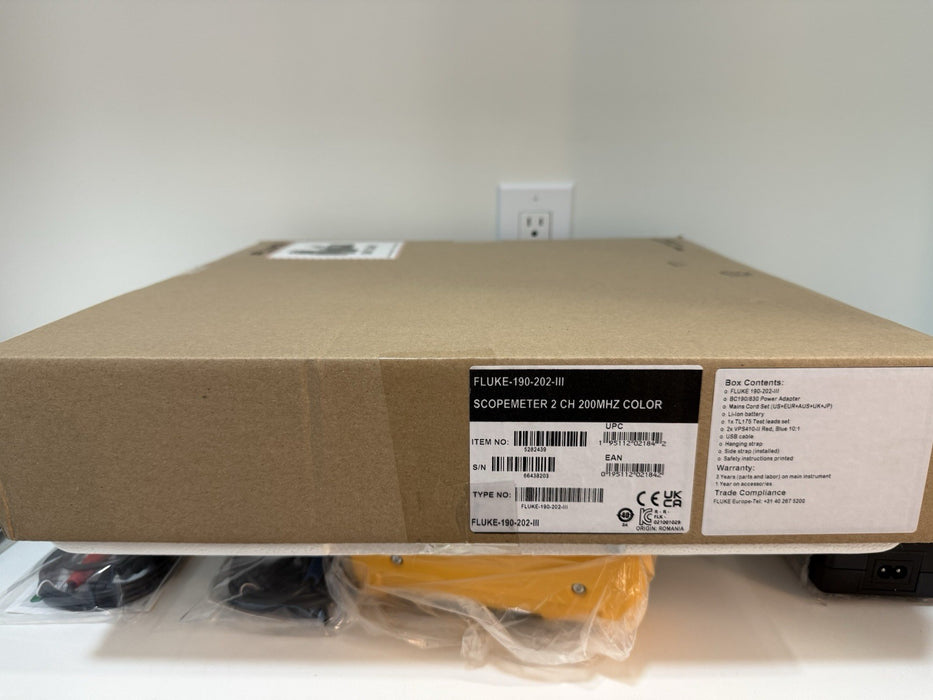 FLUKE 190-202-III 2CH 200MHZ 5GSs SCOPEMETER (NEW FACTORY SEALED)CALIBRATED 2024
