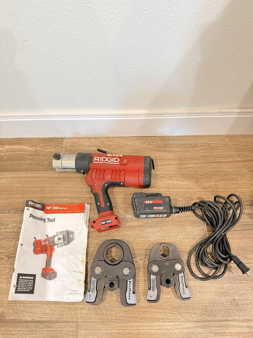 RIDGID RP 340 PRESS TOOL WITH BATTERY & 2 JAWS (TESTED) FREE SHIPPING
