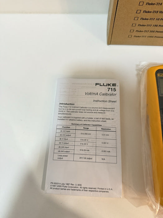 FLUKE 715 VOLT/MA CALIBRATOR (NEW FACTORY SEALED)CALIBRATED 2024 - FREE SHIPPING