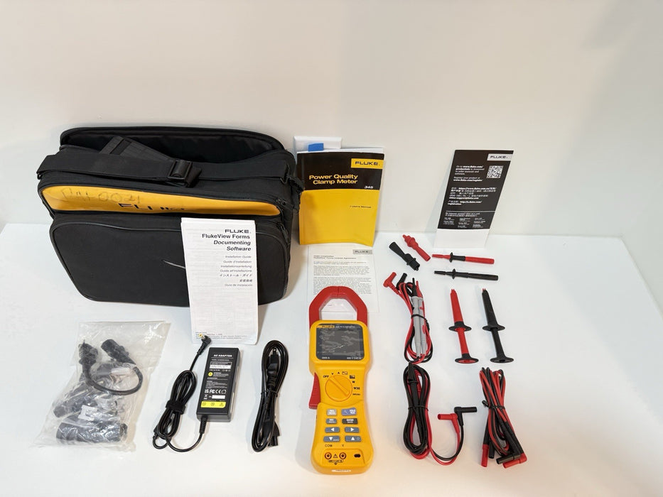 FLUKE 345 POWER QUALITY CLAMP METER W/LEADS & ACCESSORIES (TESTED)NEW SHIPS FREE