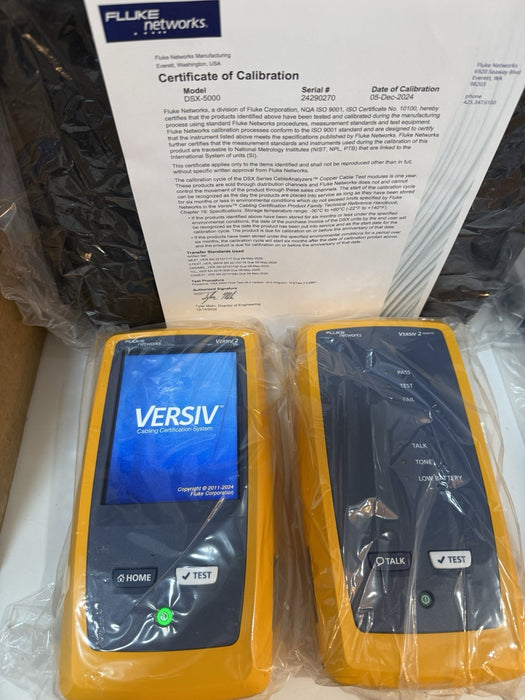 FLUKE NETWORKS DSX2-5000 CABLE ANALYZER  (NEW FACTORY SEALED)  CALIBRATED 2024