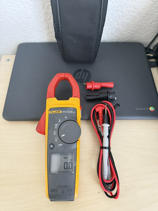 FLUKE 373 TRUE RMS 600V AC/DC CLAMP METER W / LEADS - SHIPS FAST