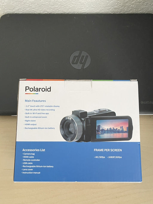 Polaroid ID995-BLK Black Portable Handheld Touch Screen 4k Digital Camcorder