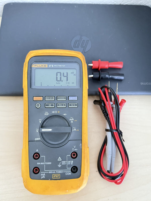 FLUKE 27 II RUGGED IP 67 INDUSTRIAL DIGITAL MULTIMETER W/ LEADS - SHIPS FAST